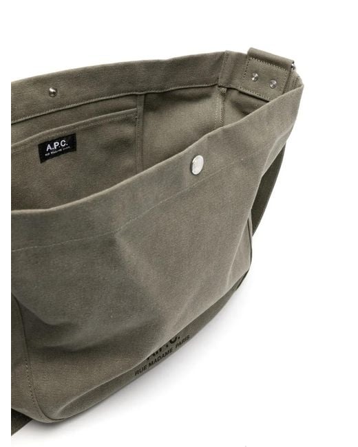 A.P.C. Gray Logo-Print Tote Bag