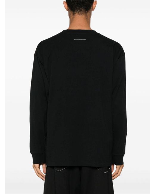 MM6 by Maison Martin Margiela Black Numbers-Tag Long-Sleeve T-Shirt for men