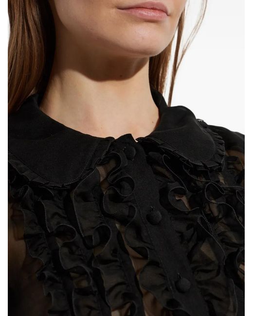 Dolce & Gabbana Black Ruffled Sheer Blouse
