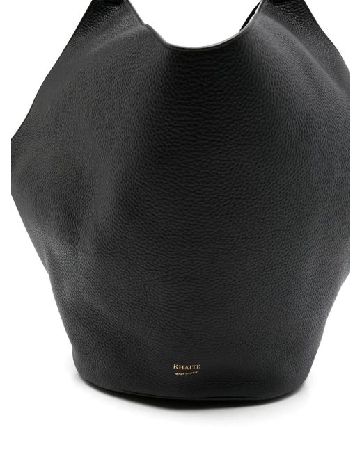 Khaite Black Medium Lotus Leather Tote Bag