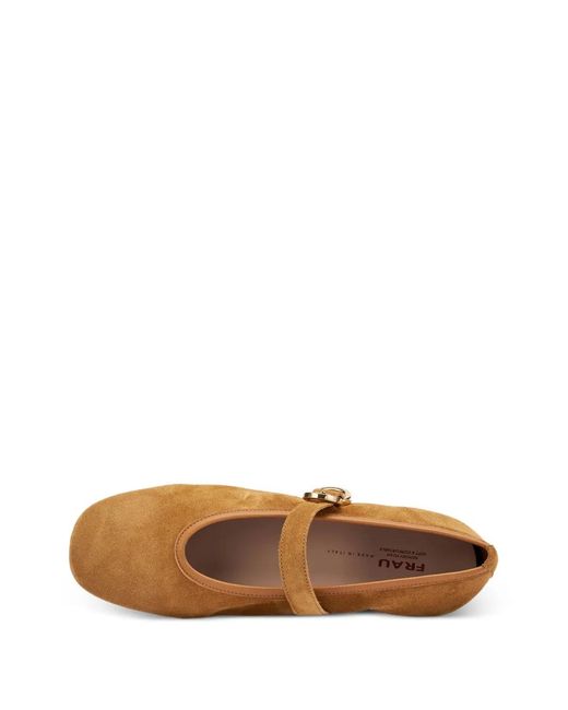 Frau White Etched Buckle-Fastening Suede Ballet Flats