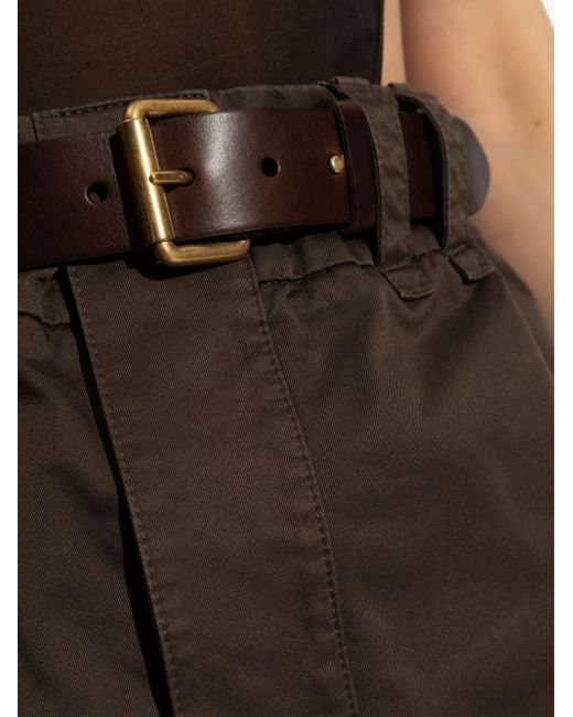 Falda con cinturón y cintura alta Saint Laurent de color Brown