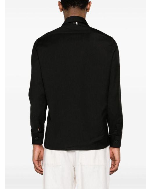 Low Brand Black Patch-pocket Virgin-wool Shirt for men