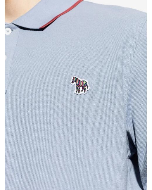 Paul Smith Blue Zebra-Patch Polo Shirt for men