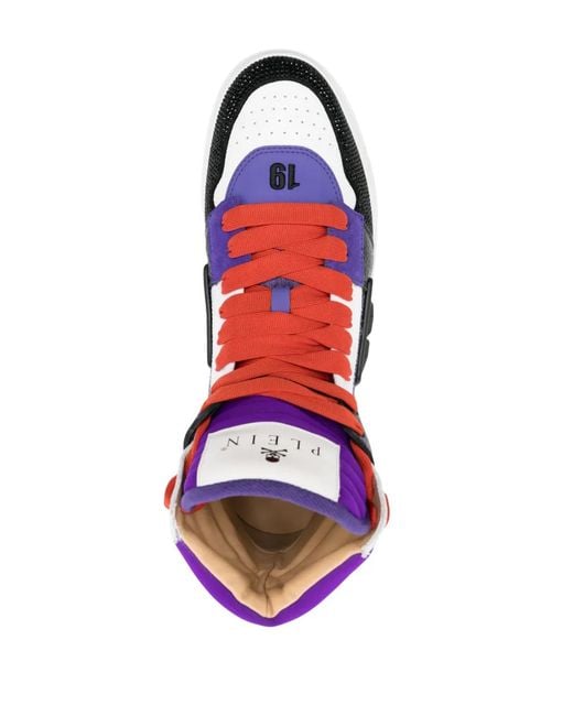 Philipp Plein White Phantom Skull & Bones Hi-Top Sneakers