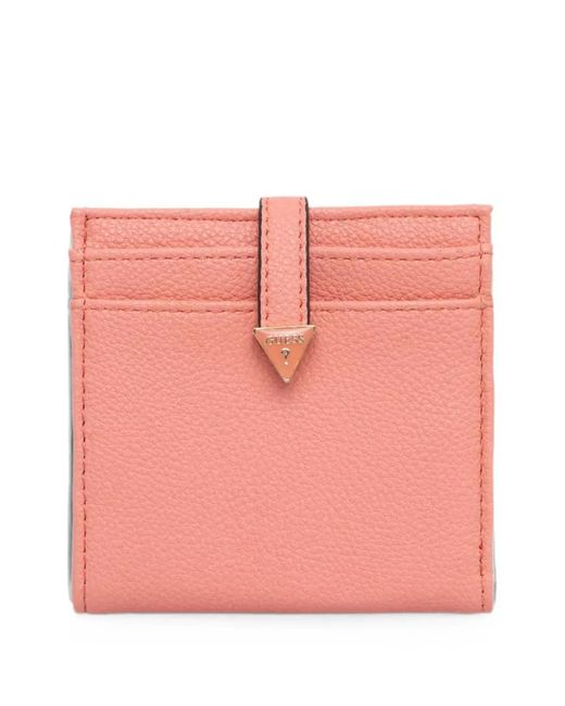 Guess Pink Logo-Plaque Pebbled Wallet