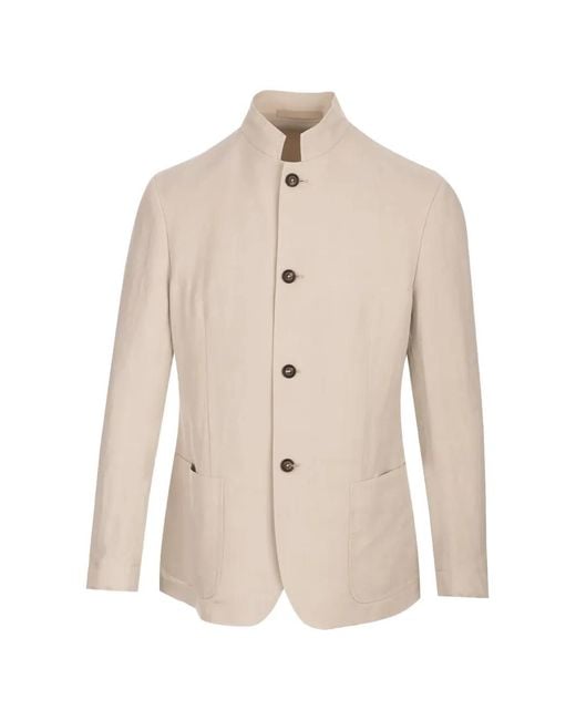 Eleventy Natural Mandarin-Collar Button-Up Blazer for men