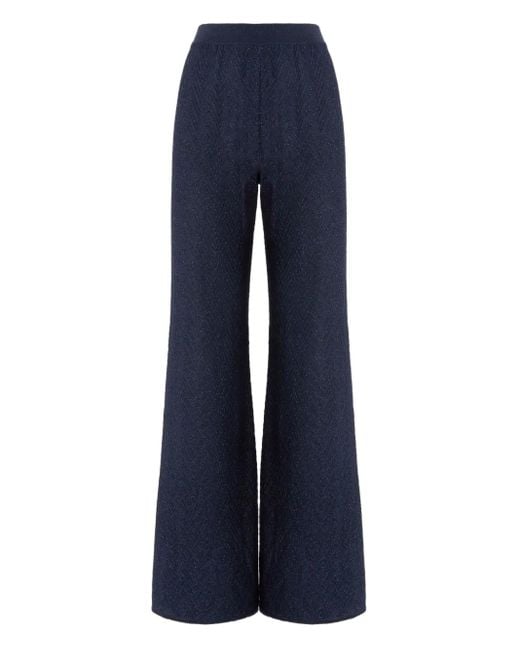 Missoni Blue Zigzag Pattern Flared Trousers