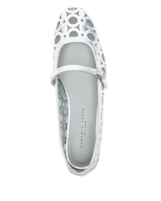 Roberto Festa White Besset Ballet Flats