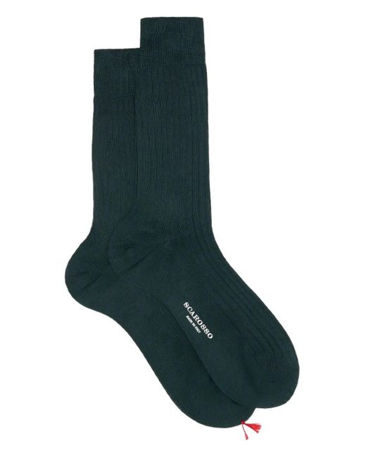 Scarosso Green Ribbed Knee-High Socks for men