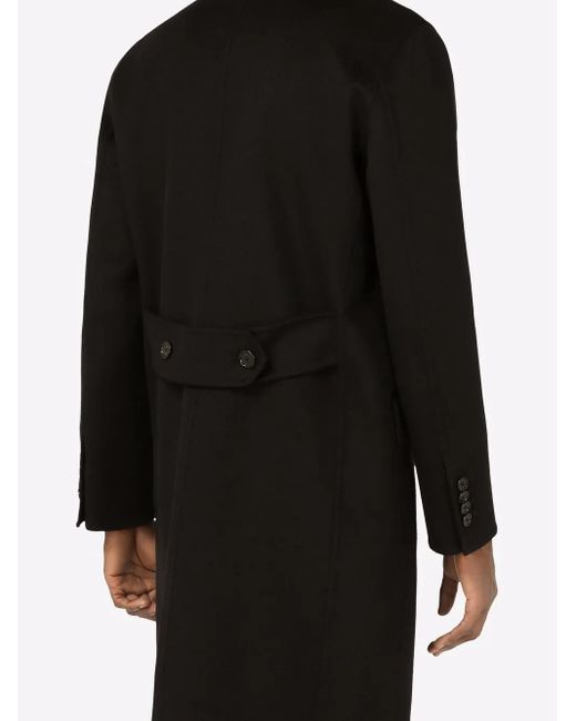Dolce & Gabbana Black Single-Breasted Cashmere Coat for men