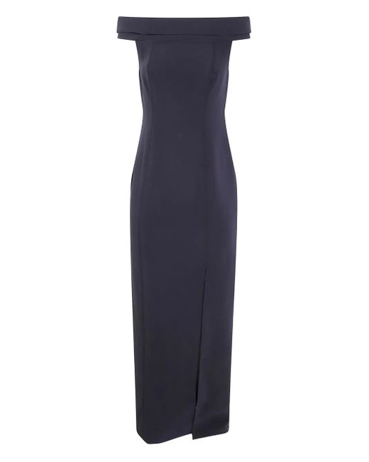 Ralph Lauren Blue "Adlar" Short Sleeves Gown Long Dress