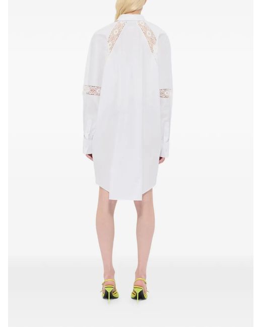 MSGM White Lace-Detail Mini Dress