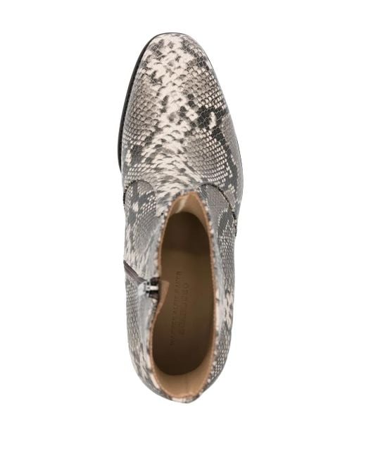 Scarosso Brown Warren Python-Print Chelsea Boots for men