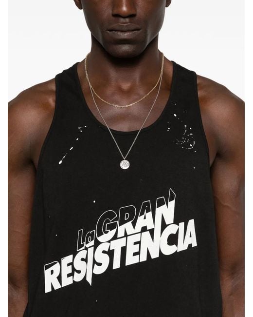 Willy Chavarria Black Logo-Print Paint-Splatter Vest for men