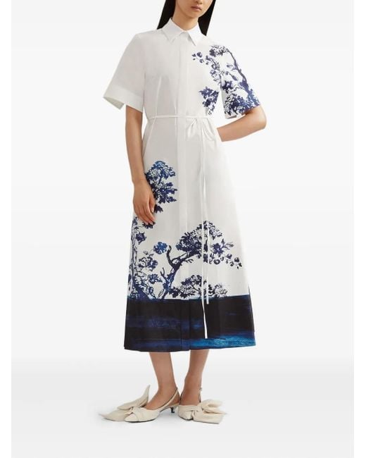 Erdem White Midikleid Mit Blumen-Print