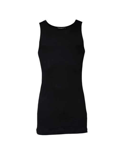 Dolce & Gabbana Black Ribbed Tank Top for men