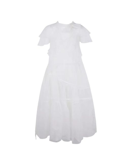 Simone Rocha White Robe À Détails Volantés