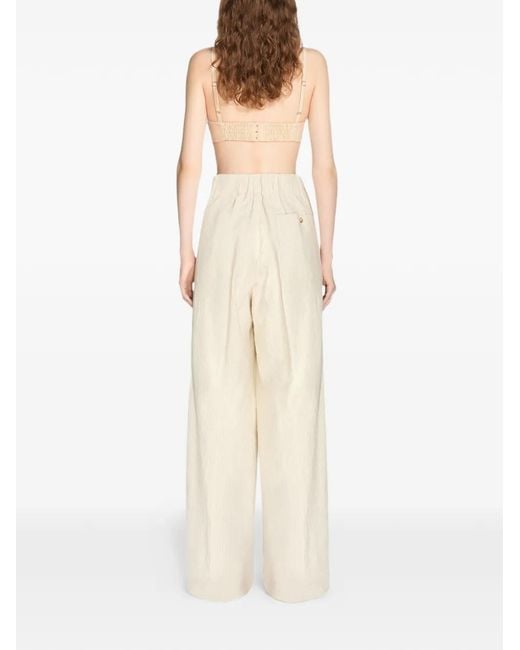 Dries Van Noten White Pleated Wide Pants