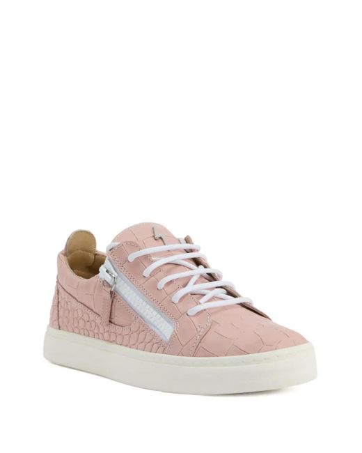 Giuseppe Zanotti Pink Gail Crocodile-Effect Sneakers