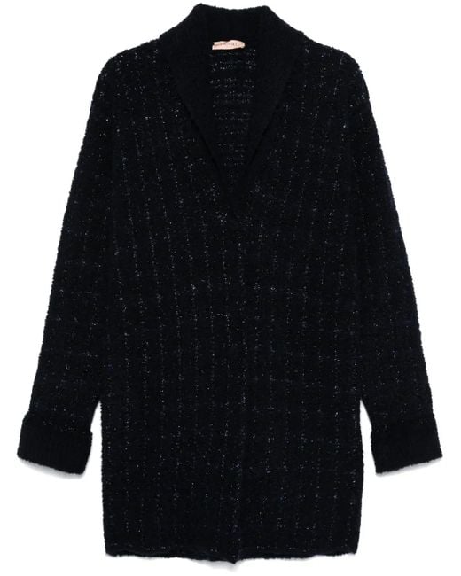 Twinset Blue Check-Pattern Cardi-Coat