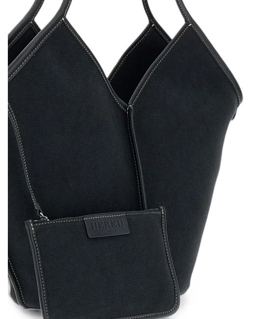 Hereu Black Calella Leather-Trim Tote Bag