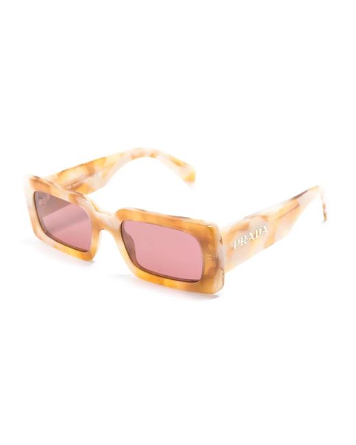 Prada Pink Logo-Print Rectangle-Frame Sunglasses