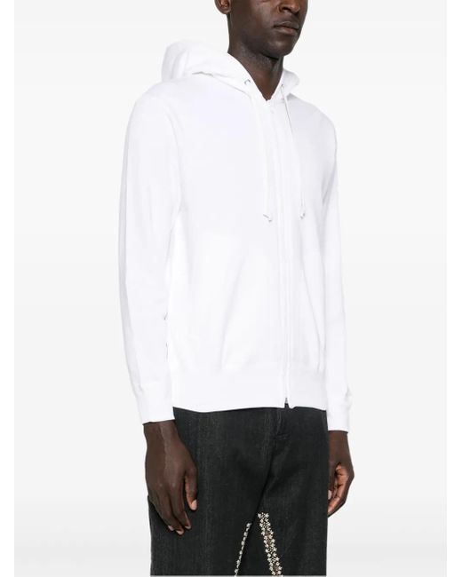 COMME DES GARÇONS PLAY White Signature Heart-Patch Hoodie