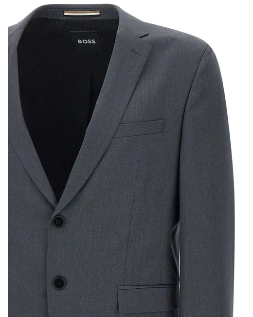 Boss Blue Peak-Lapel Wool Blazer for men