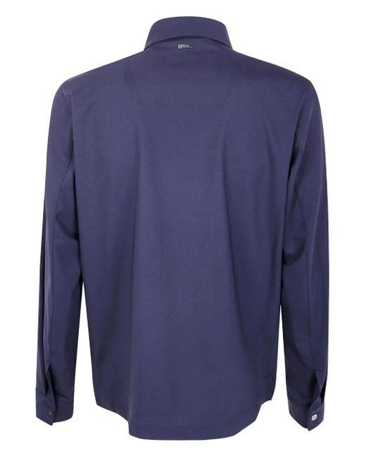 Herno Blue Button-Down Wool Shirt for men