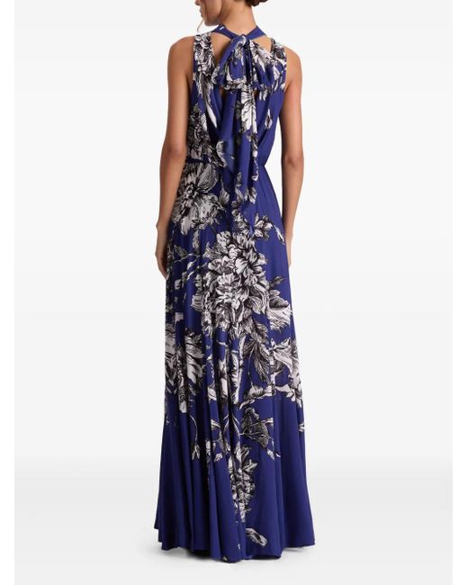 Abito Lungo A Fiori di Alice + Olivia in Blue