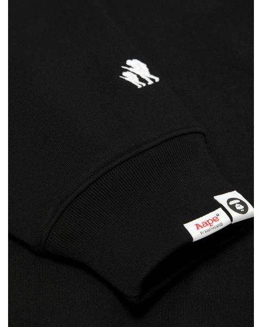 Felpa Con Cappuccio, Zip E Logo di Aape By A Bathing Ape in Black da Uomo