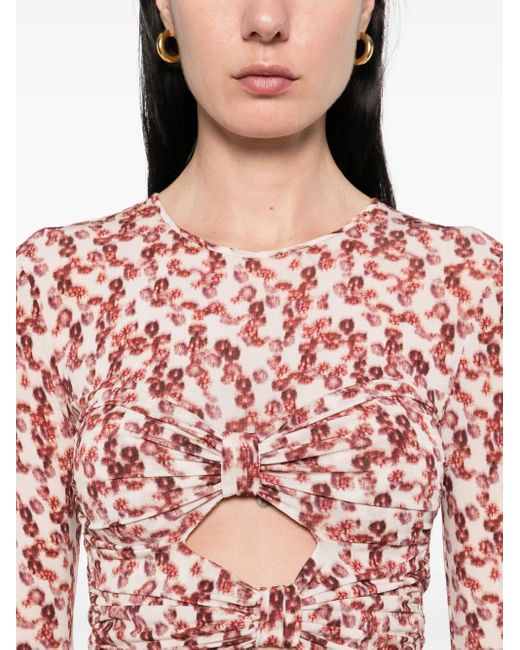 Isabel Marant Red Floral Crew Neck Top