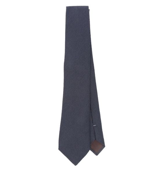 Canali Blue Textured Wool-Silk Tie for men