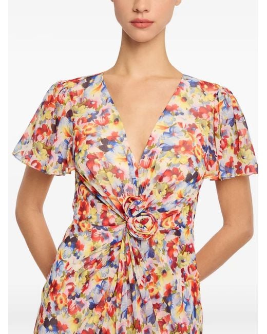 Cinq À Sept White Floral V-Neck Dress