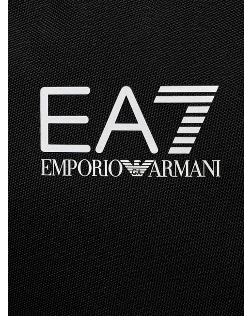 EA7 Black Logo-Print Backpack