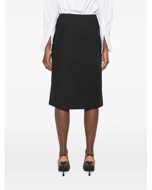 Fendi Black Side-Slit Midi Skirt