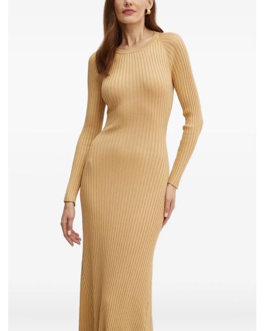 Bardot Natural Ribbed Open-Back Maxi Dress