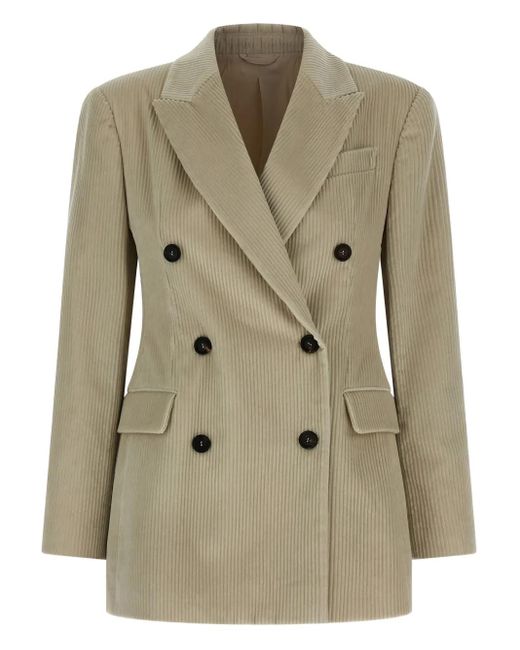 Corduroy double-breasted jacket Brunello Cucinelli de color Natural