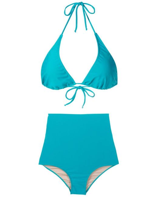 Adriana Degreas Blue Le Fleur Stretch-design Bikini