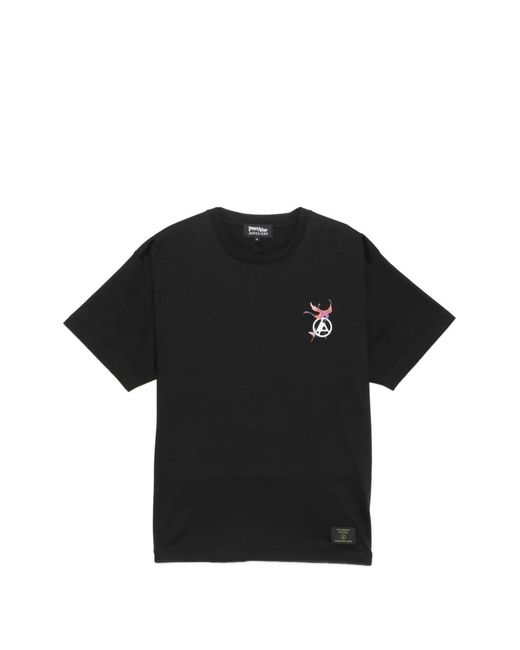 PEACE AND AFTER Black Graphic Crew-Neck T-Shirt for men