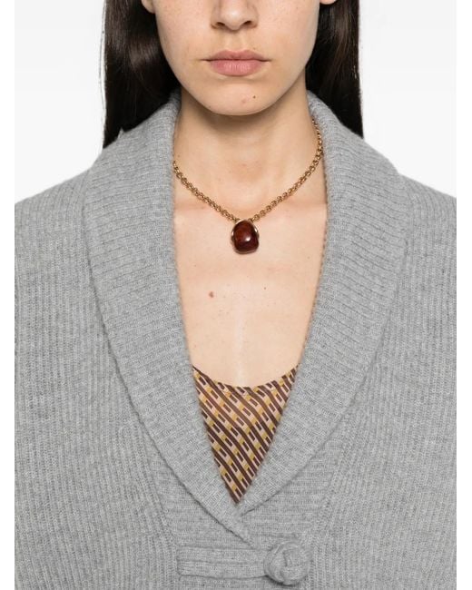 Forte_forte Gray Ribbed-Knit Shawl-Collar Cardigan