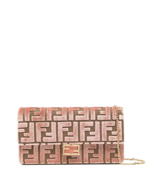 Fendi Pink Baguette Jacquard Clutch Bag