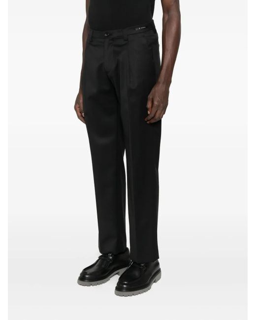 White Sand Black Pleated-Front Trousers for men