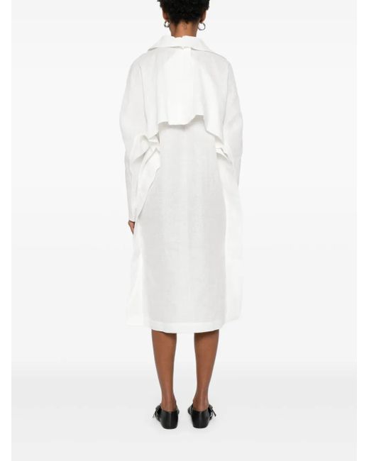 Abito Midi Con Scollo A V di Issey Miyake in White