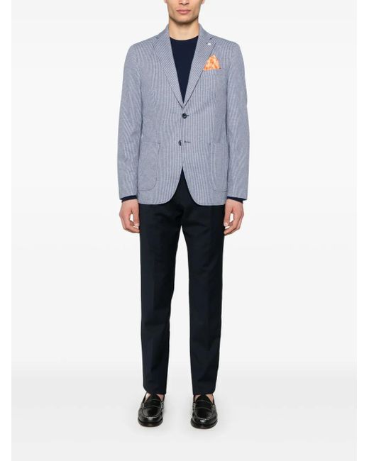 Manuel Ritz Blue Houndstooth-Pattern Blazer for men