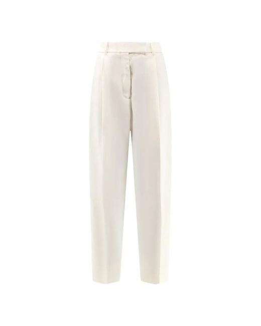 Rohe White Pleated Tailored Trousers