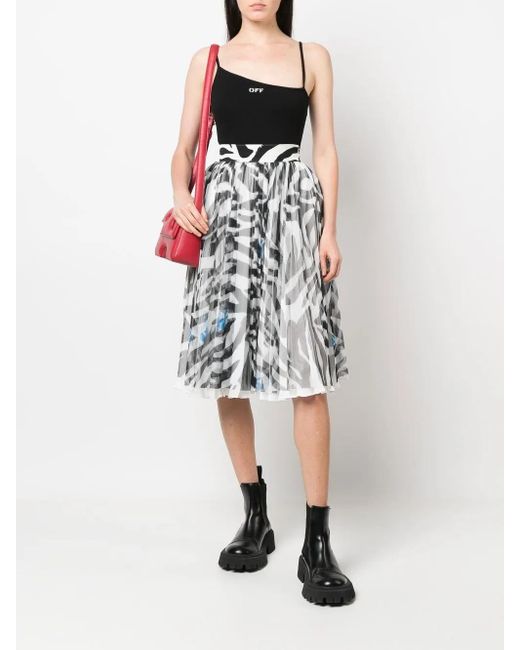 Off-White c/o Virgil Abloh White Zebra-Print Midi Skirt