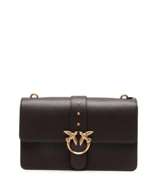 Pinko Black Love Birds Leather Cross Body Bag