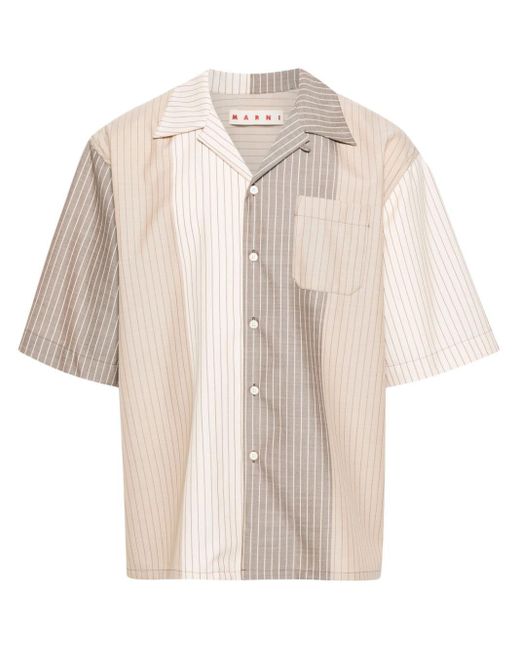 Marni Natural Colour-block Pinstriped Shirt for men